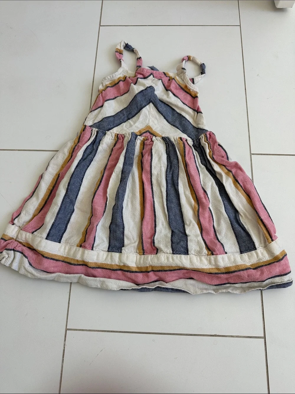 Carters linen blend Girls Striped Sundress in Pink, Navy & Cream 4T